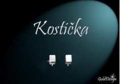 Kostička  - náušnice rhodium